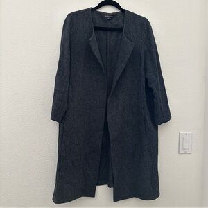 Eileen Fisher Dark Gray Long Open Front Cardigan Large